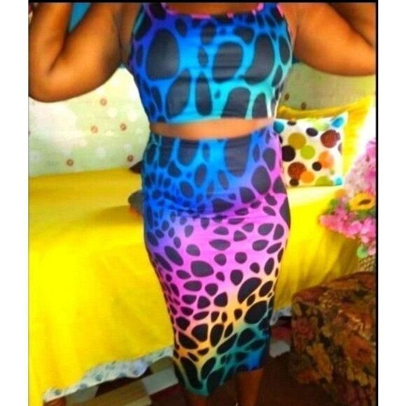 plus size polka-dot color block 2pc set sz 1X - Picture 2 of 6